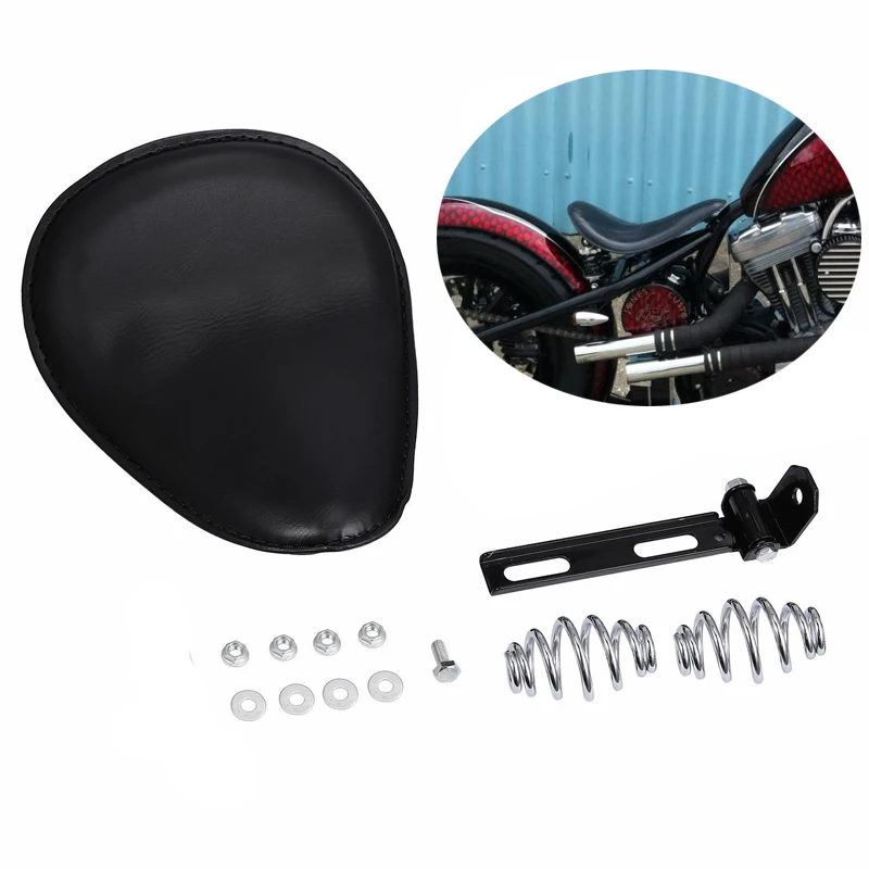 

3 inch Leather Motorcycle SOLO Spring Bracket Seat For Harley Honda Yamaha Kawasaki Suzuki Sportster Chopper Bobber Custom