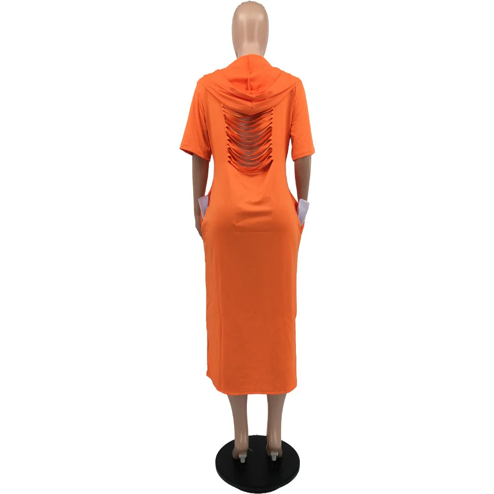 Plus Size Large Women's Dress New Oversized Dress With Solid Color Burnt Flowers And Holes Solid Big Size Women's Clothing