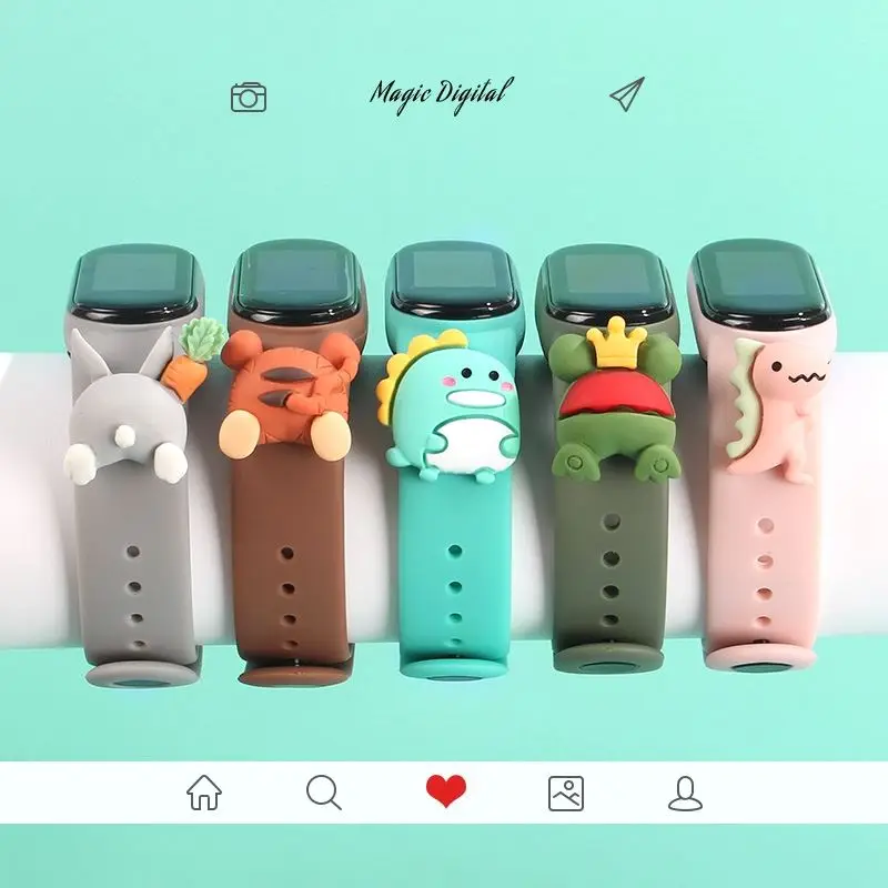 For Mi Band 6 5 4 3 Strap Doll Patch Silicone Strap Smart Bracelet Belt Cute Replacement For XiaoMi band 6 5 4  Strap Wristband