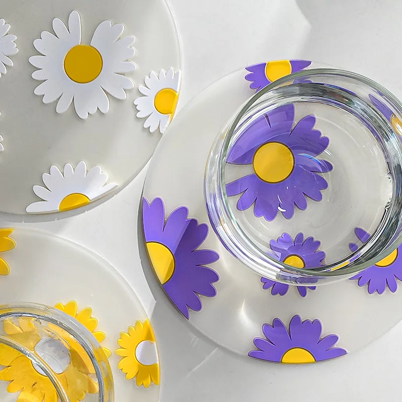 

1PC Kawaii Japan Style Sakura Coffee Cup Coaster Flower Blossom Heat Insulation Table Mat for Tea Milk Mug Home Decors