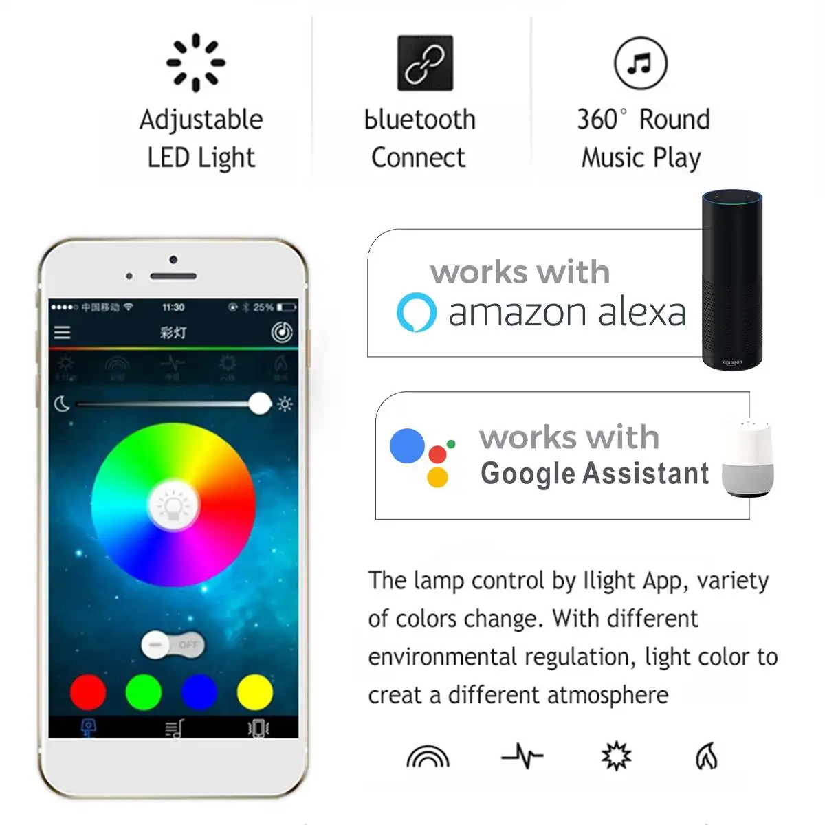 Умный музыкальный потолочный светильник с креплением на потолке bluetooth динамиком