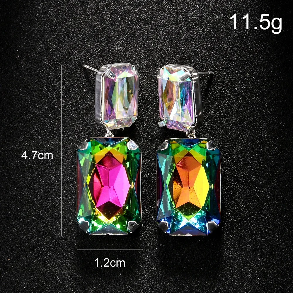 Блестящие прямоугольные серьги-капли со стразами AB для женщин преувеличенные