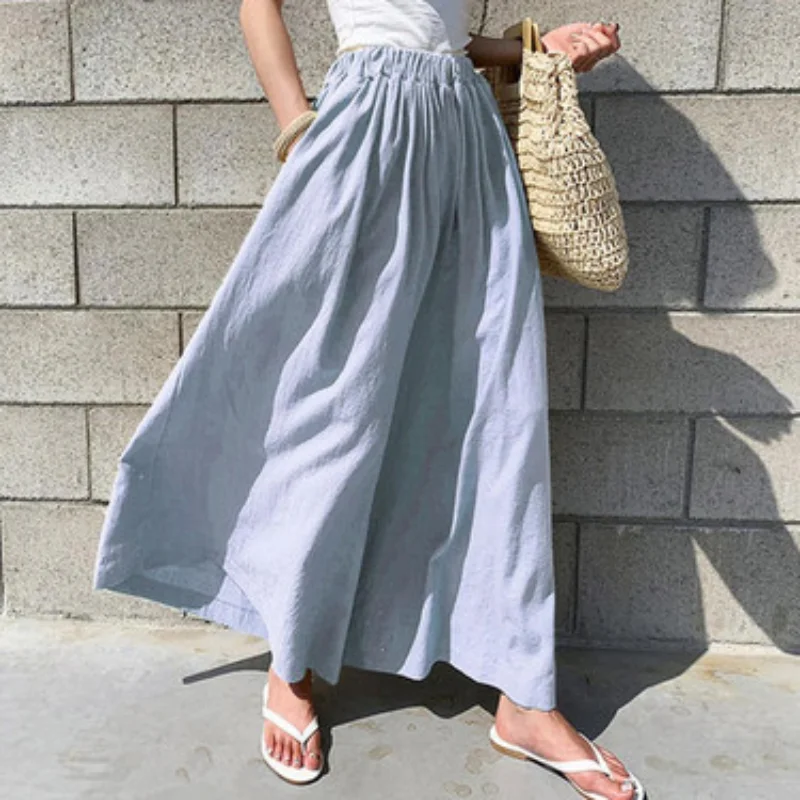 

2023 Medieval Vintage Woman Cotton Linen Pants Muslim Casual Women Streetwear Wide Leg Pant Ladies Loose Chic High Waist Trouser