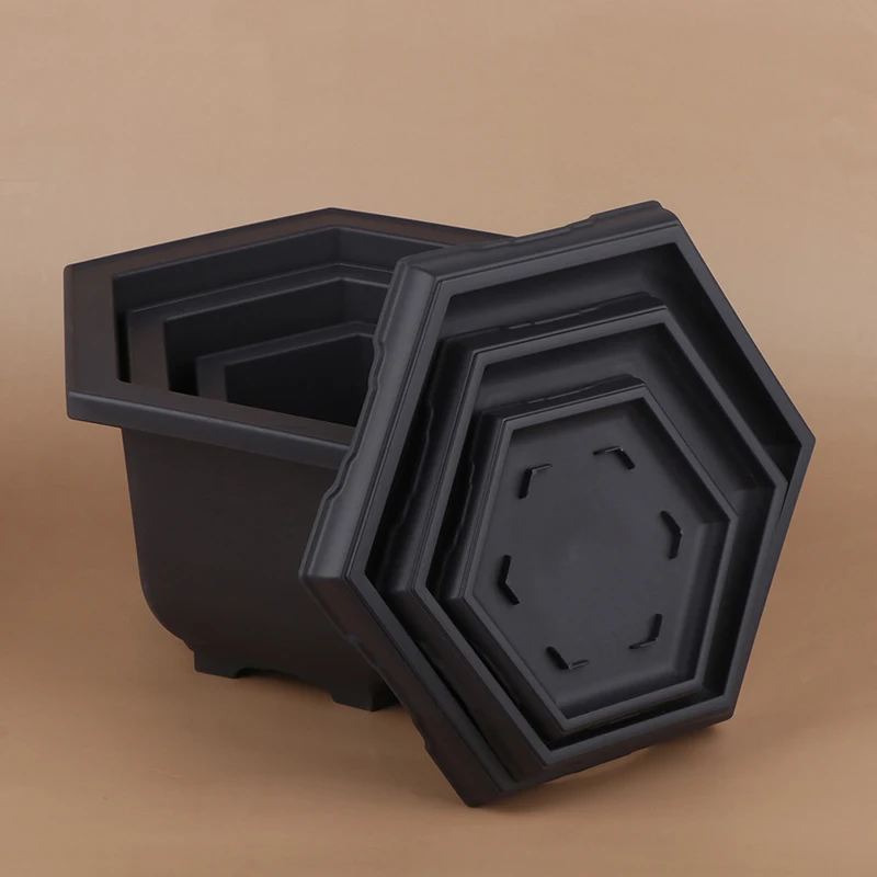 

Горшок бонсай шестигранный пластиковый для растений, горшок для тренировок с подносом, садовый декор, 1 шт.