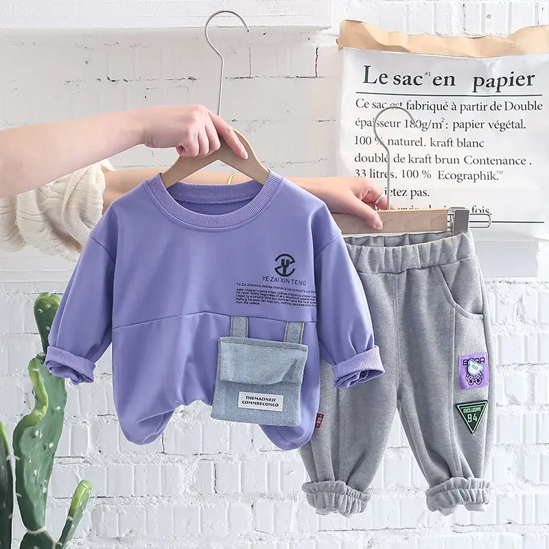 

Baby Girls Boy Clothing Infant Clothes Suits Cartoon Sport Cotton T Shirt Pants 2Pcs/Sets Kid Child Toddler Tracksuit With Bag