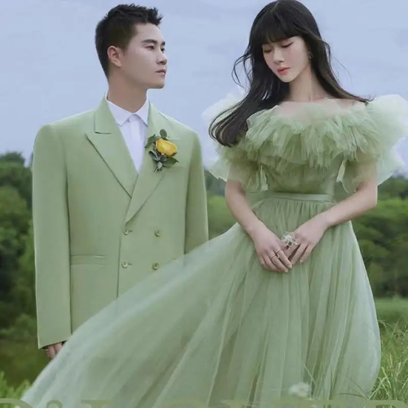 

Fairy Green Wedding Dresses Elegant A Line Floor-length Sukienki Na Wesele Damskie 2023 New Simple Robe De Mariee Custom Made