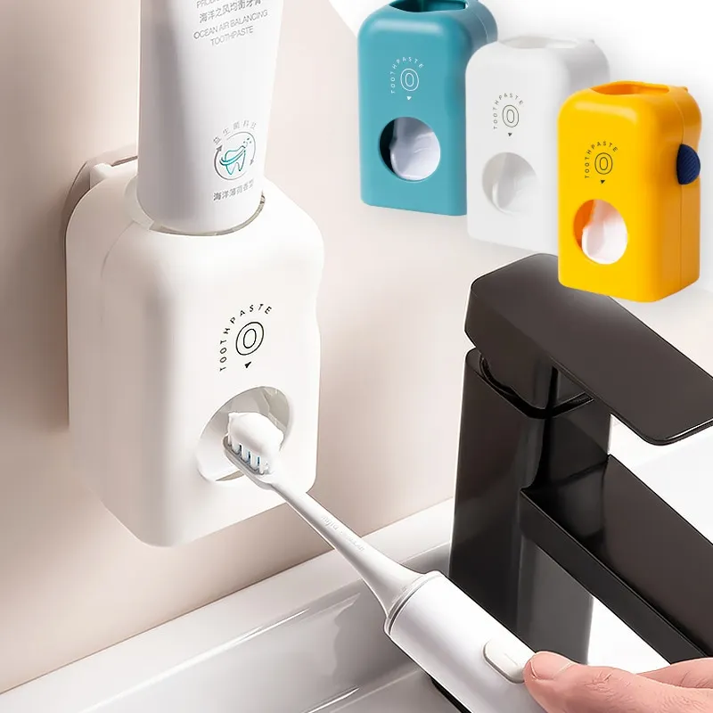 

Automatic Toothpaste Squeezer Wall-Mounted Creative Personal Cleaing Tools Self Adhesive Auto Hole-Free Bathroom Accessories Set