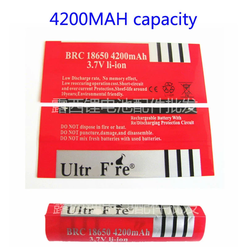 

18650 Heat Shrinkable Casing Pvc Red 4200 Mah Lithium-ion Batteries Battery Capacity Of Skin Contraction Heat Shrinkable Film