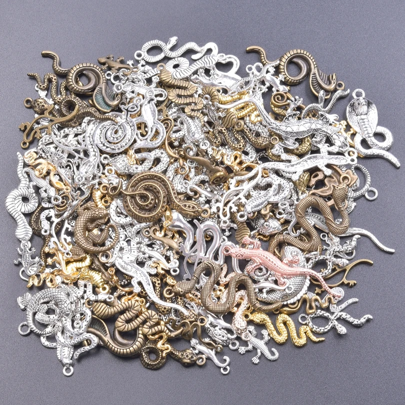 Mix 10/20/30pcs Animal Lizard Snake Charms For Jewelry Making Supplies Serpent Pendant Charm Steampunk Accessories Goth Material