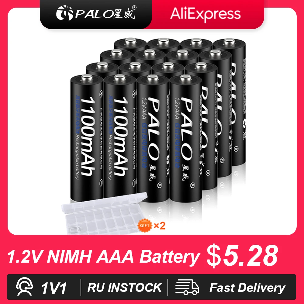 PALO 4-16Pcs 1100mAh AAA Rechargeable Battery 1.2V Ni-MH AAA