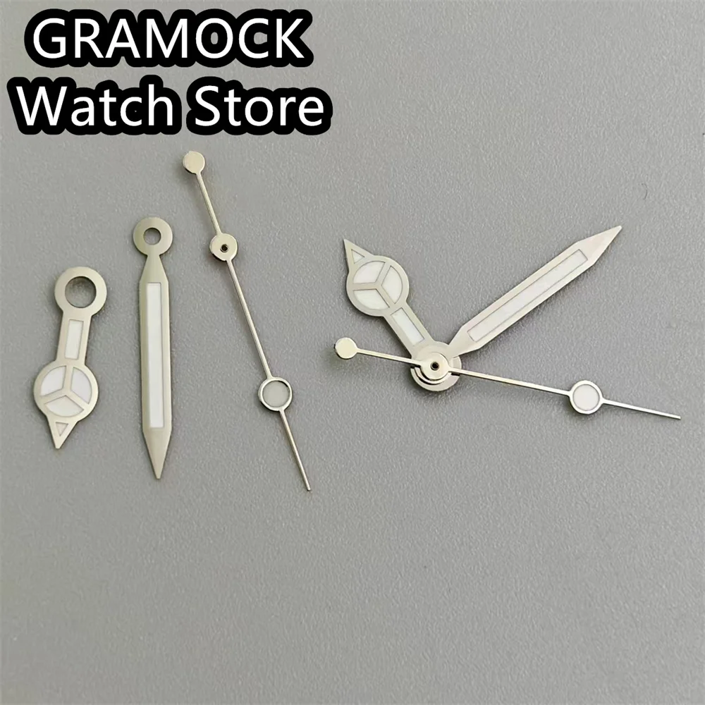 Стрелки часов GRAMOCK Серебряные стрелки Зеленый Синий Светящийся механизм 3135