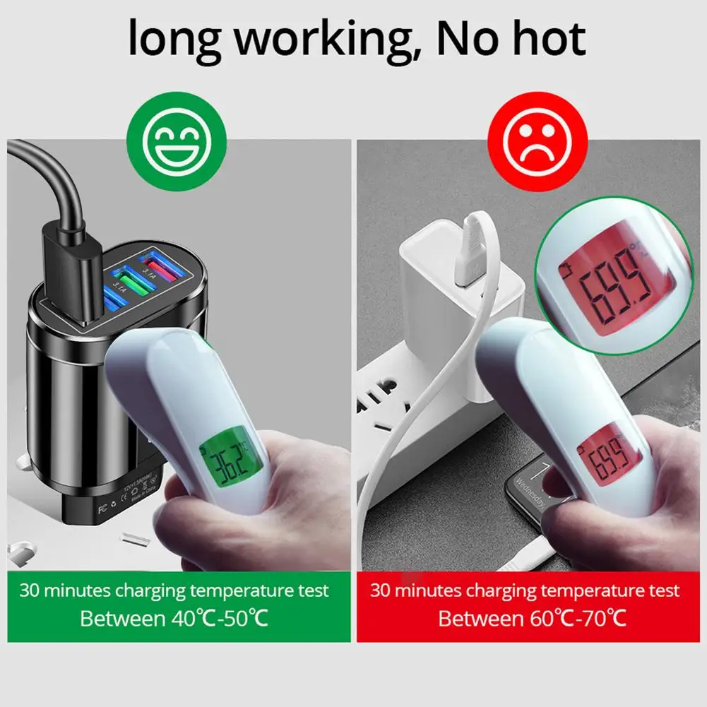 Зарядное устройство для телефона с несколькими портами USB А и светодиодной