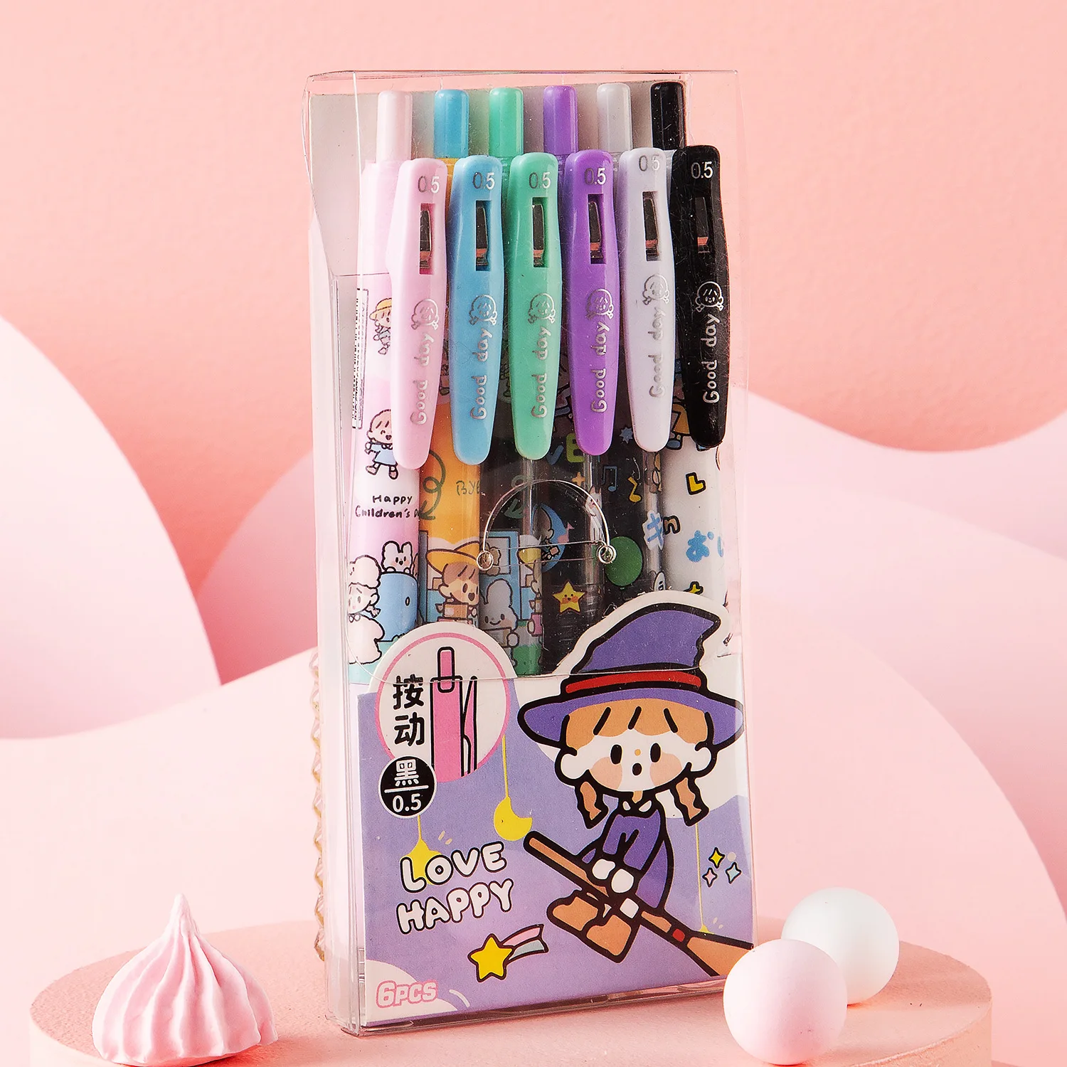 

36 pcs/lot Kawaii Girl Press Gel Pen For Writing Cute 0.5mm Black Ink Pen Gift Stationery Office School Supplies
