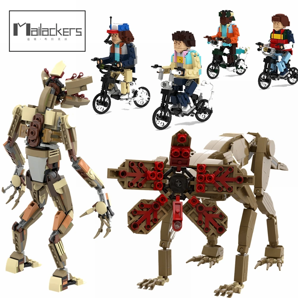 Mailackers Stranger Things 4 películas figuras MOC Eleven Brickheadz Demodogs Monster bloques de construcción Juguetes Para extraños Demogorgon
