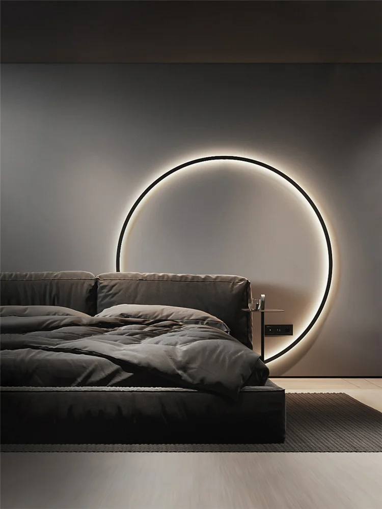 

Minimalist Living Room Decoration Led Wall Light Designer Ring Atmosphere Lamp Nordic Halo Decor Lighting With Plug