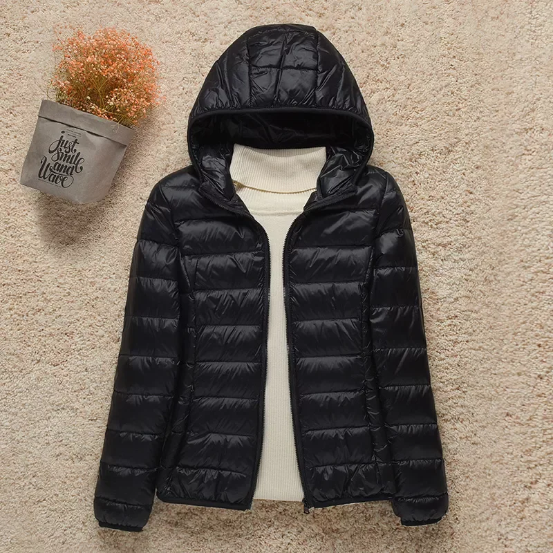 New Women Thin Down Jacket White Duck Down Ultralight Jackets Autumn And Winter Warm Coats Portable Outwear