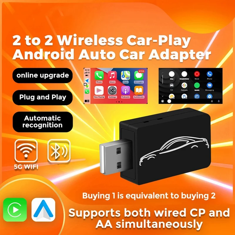 2 в беспроводной адаптер Carplay Android Авто умный USB-ключ Plug &amp Play для Havel Kia Volvo MG VW Hyundai