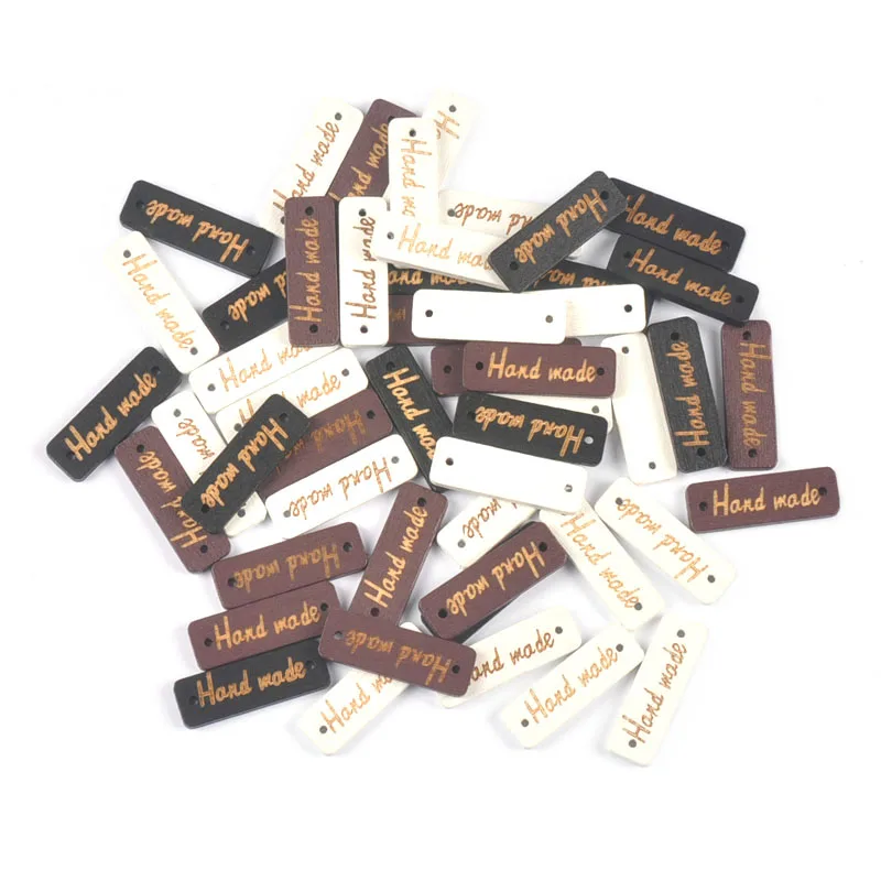 

50pcs Garment Sewing Handmade Rectangle Wooden Labels Tags Black White Wood DIY Crafts Scrapbook Embellishment Home Decor m0737
