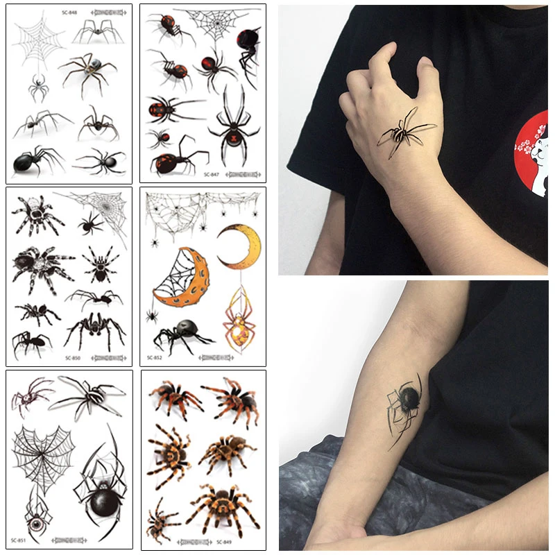 VeeCharm-страшные наклейки на Хэллоуин страшные 3D Временные татуировки уникальная