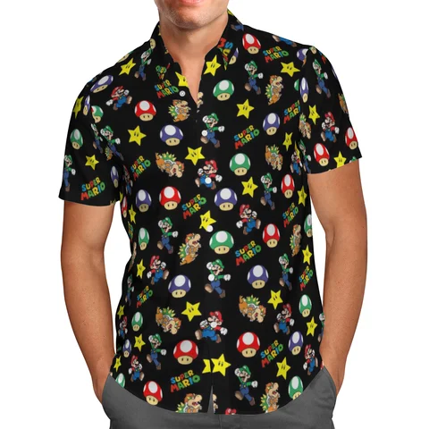 super mario button up shirt