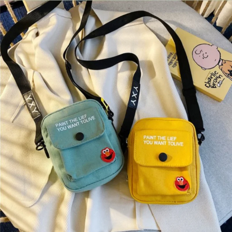 

Mini Canvas Bag Women's Ins Style All-match Shoulder Bag Portable Messenger Coin Purse Cartoon Student Storage Bag Simple Casual