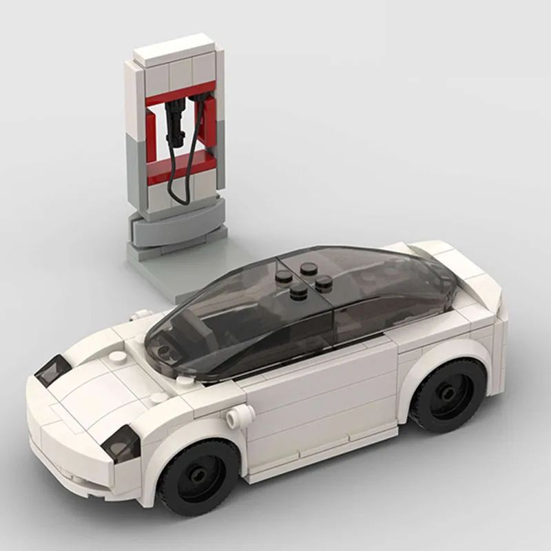 

MOC Teslaed Model 3 Cybertruck Electric Vehicle Speed Champions DIY Model Building Blocks Bricks Kid Toys Xmas Gift