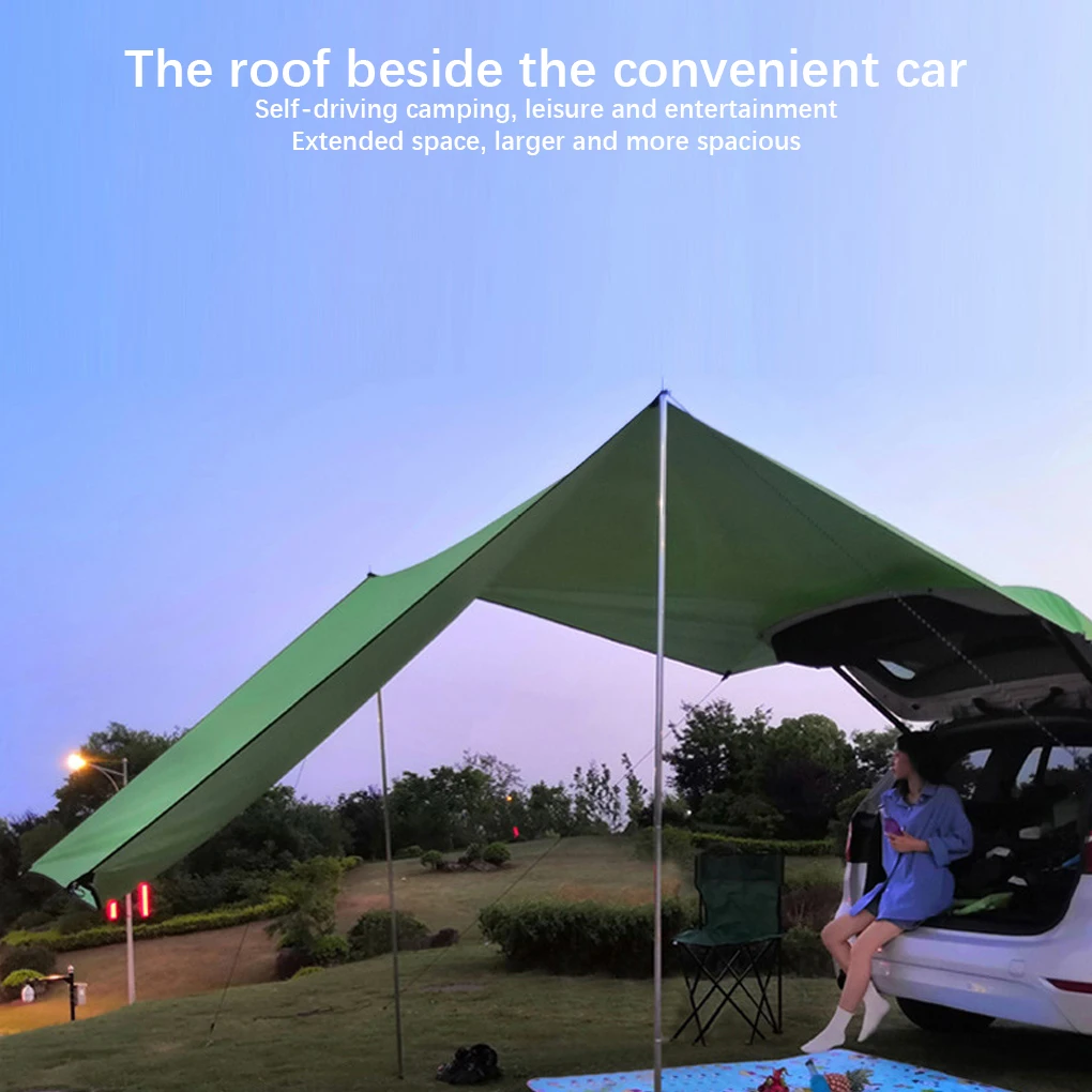 

Car Tent Waterproof Folding Shelter Rain Awning Shade Outdoor Beach Cars Accessories Family Side Green 300 200cm
