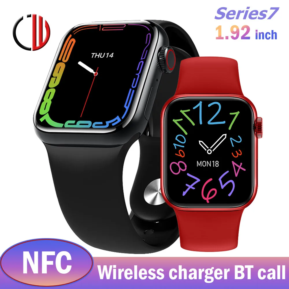 

CZJW Smart Watch Men Women 1.9 Inch Smartwatch NFC 2022 New Bluetooth Call Custom Dial Wireless Charger Pk W37 W27 Series 7 IWO