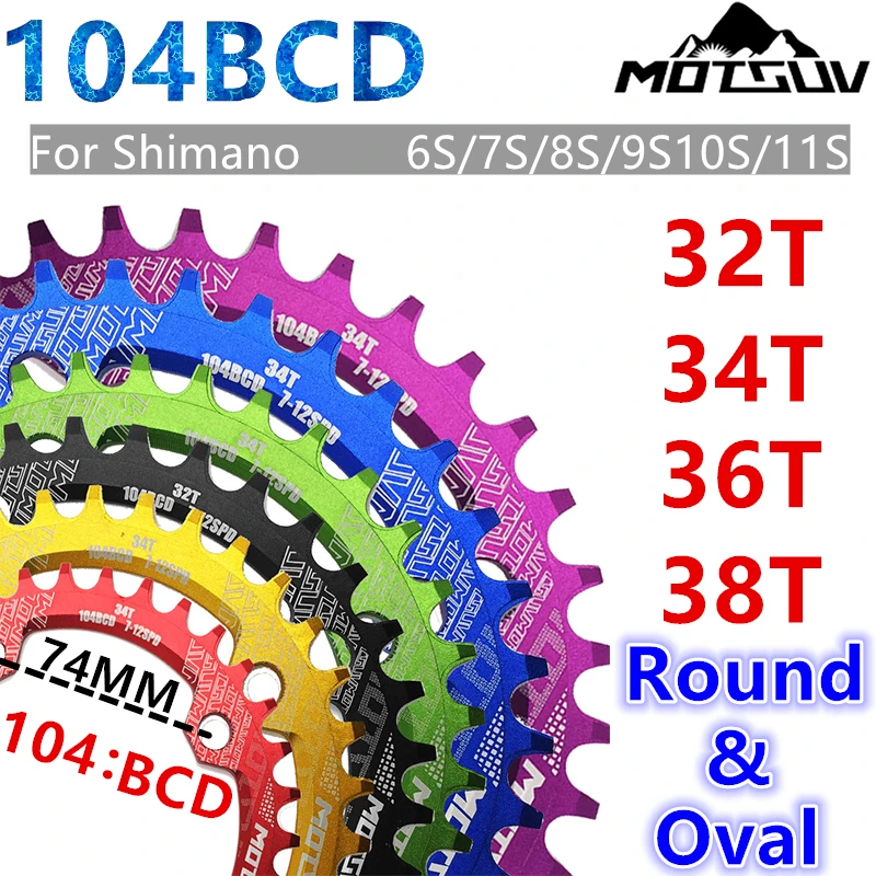 

Round Oval 104 BCD Ring Crown Mountain Bike MTB Crank Set 32T/34T/36T/38T Bicycle Wide and Narrow Sprocket Crank Plate Parts HOT