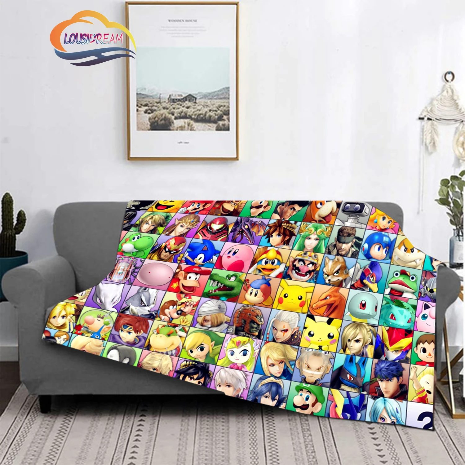 Мультяшное игровое одеяло SSB детское пушистое популярные игры Фланелевое теплое
