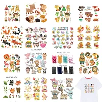 iron on cartoon animals patches heat transfer pyrography sticker badges diy boy girl stripes clothes patch stickers appliques