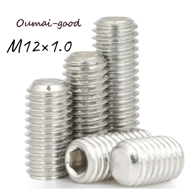

2-20pcs 304 Stainless Steel Hex Socket Set Screws Grub Screw DIN913 M12 Inner Hexagon Nut Converter Fine Thread