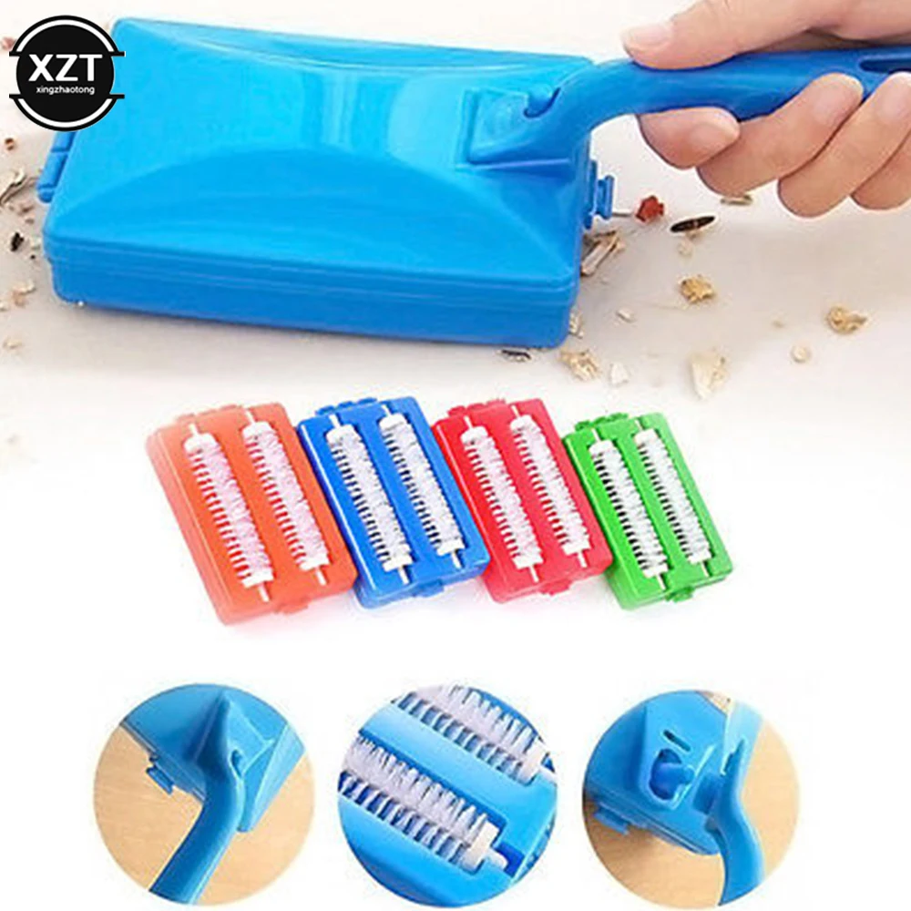 

1Pcs Double Brush Head Handheld Carpet Table Brush Plastic Sweeper Crumb Dirt Cleaner Roller Tool Home Cleaning Brushes Tools
