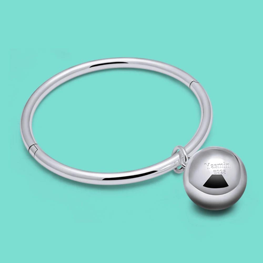 

Твердый браслет из стерлингового серебра 925 пробы, женский колокольчик, кулон, круглый браслет, браслет, шарм, ювелирное изделие, подарок