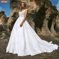 sexy v neck wedding gown 2022 white vestido de novia satin appliques beaded bohemian bridal dresses high quality robe de mariage