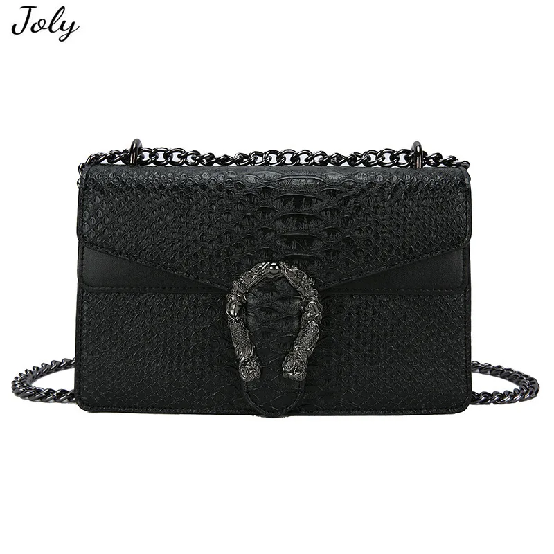 

Stylish Chain Satchel Handbags For Women - Luxury Snakeskin Print Leather Shoulder Crossbody Bag Evening Clutch top-handle Purse