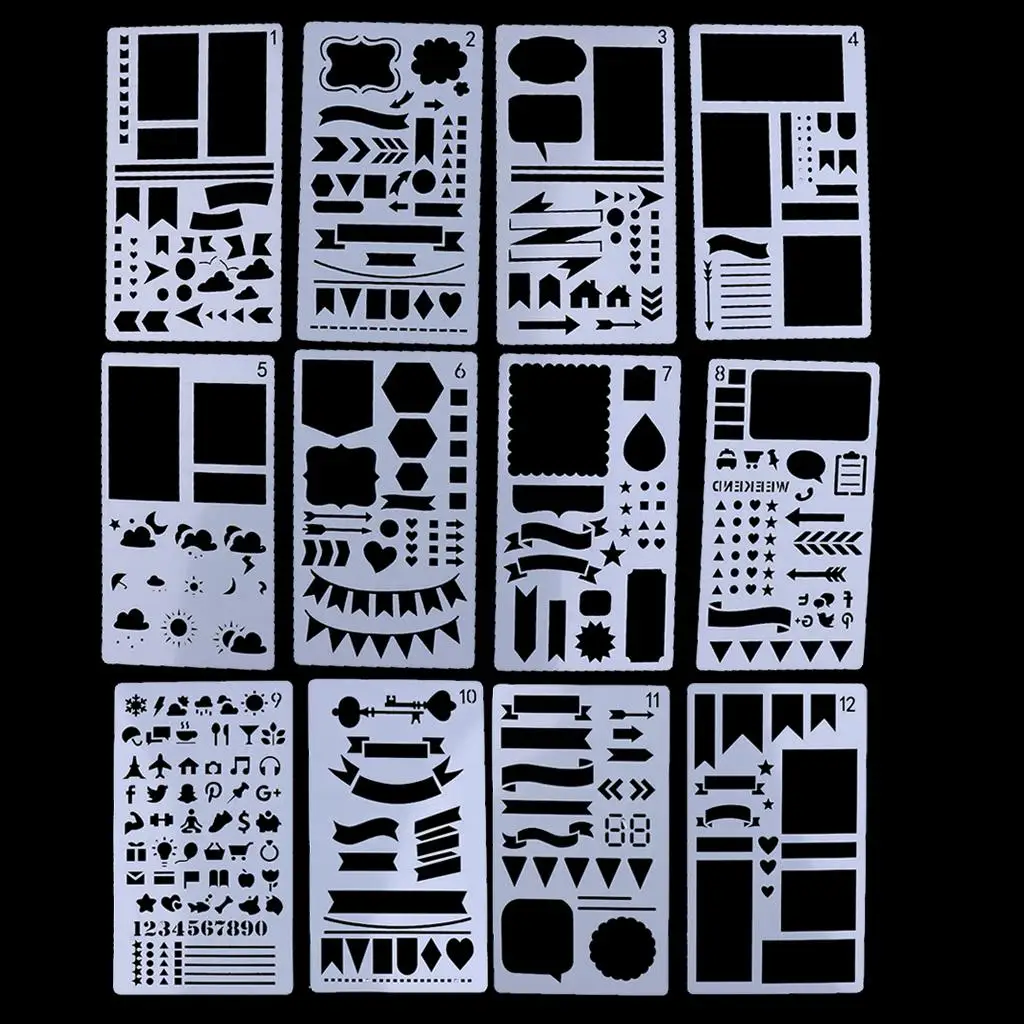 

12 трафаретов шаблон трафареты для DIY планировщик дневник