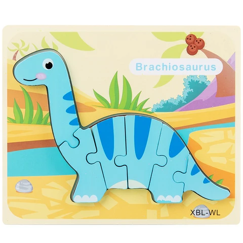 Интеллектуальный 3D пазл-Динозавр для раннего обучения для детей, Детский деревянный строительный блок, пазл, игрушка для мальчиков и девочек