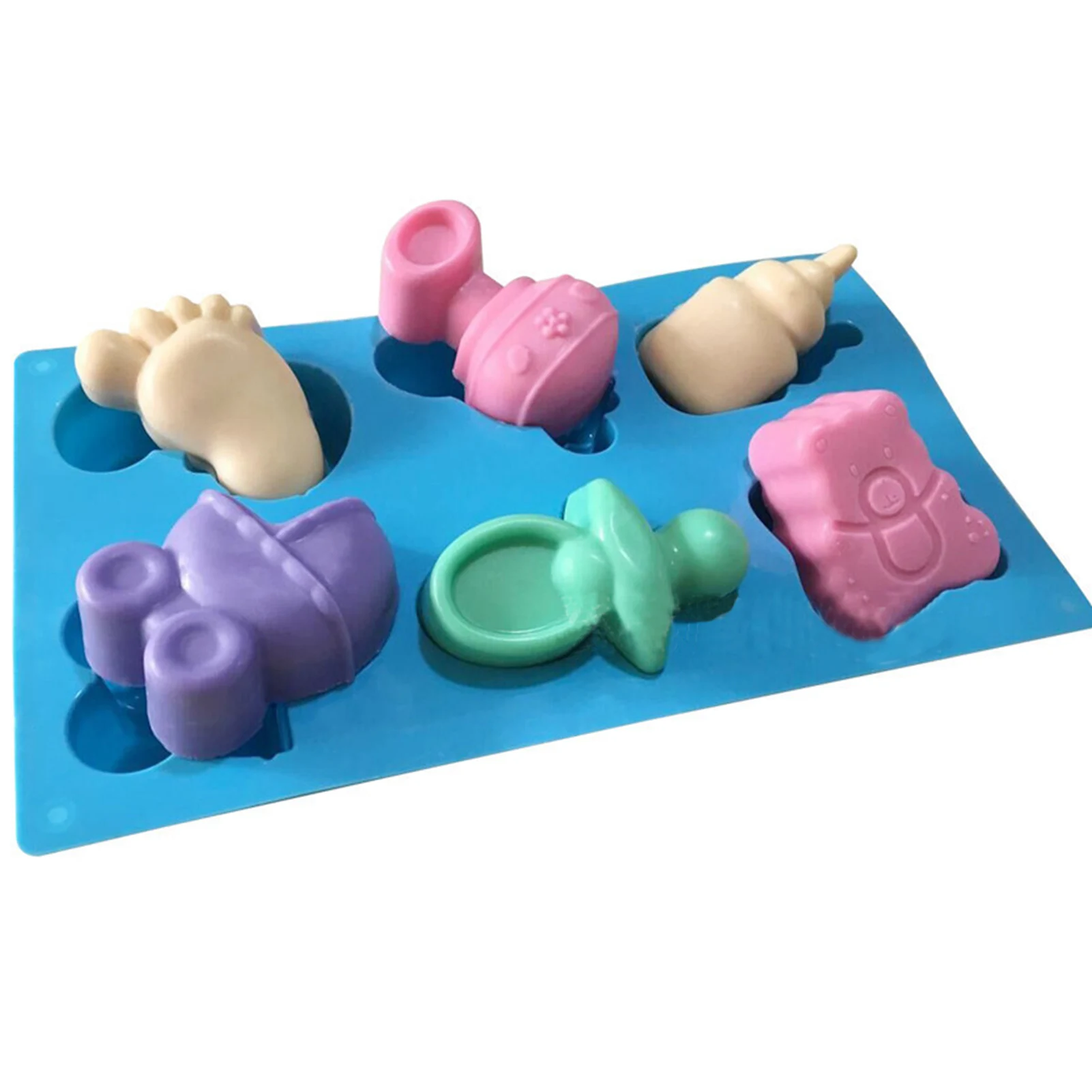 

6 Cavities Silicone Mold Cute Baby Footprint Shape Not-stick Non-toxic Soap Mould Baby Shower Cake Mold Baking Tools