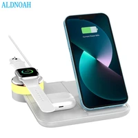 15w led night 3 in 1 wireless charger stand for apple watch airpods pro iphone 13 12 11 xs 8 foldable desk wireless charger pad