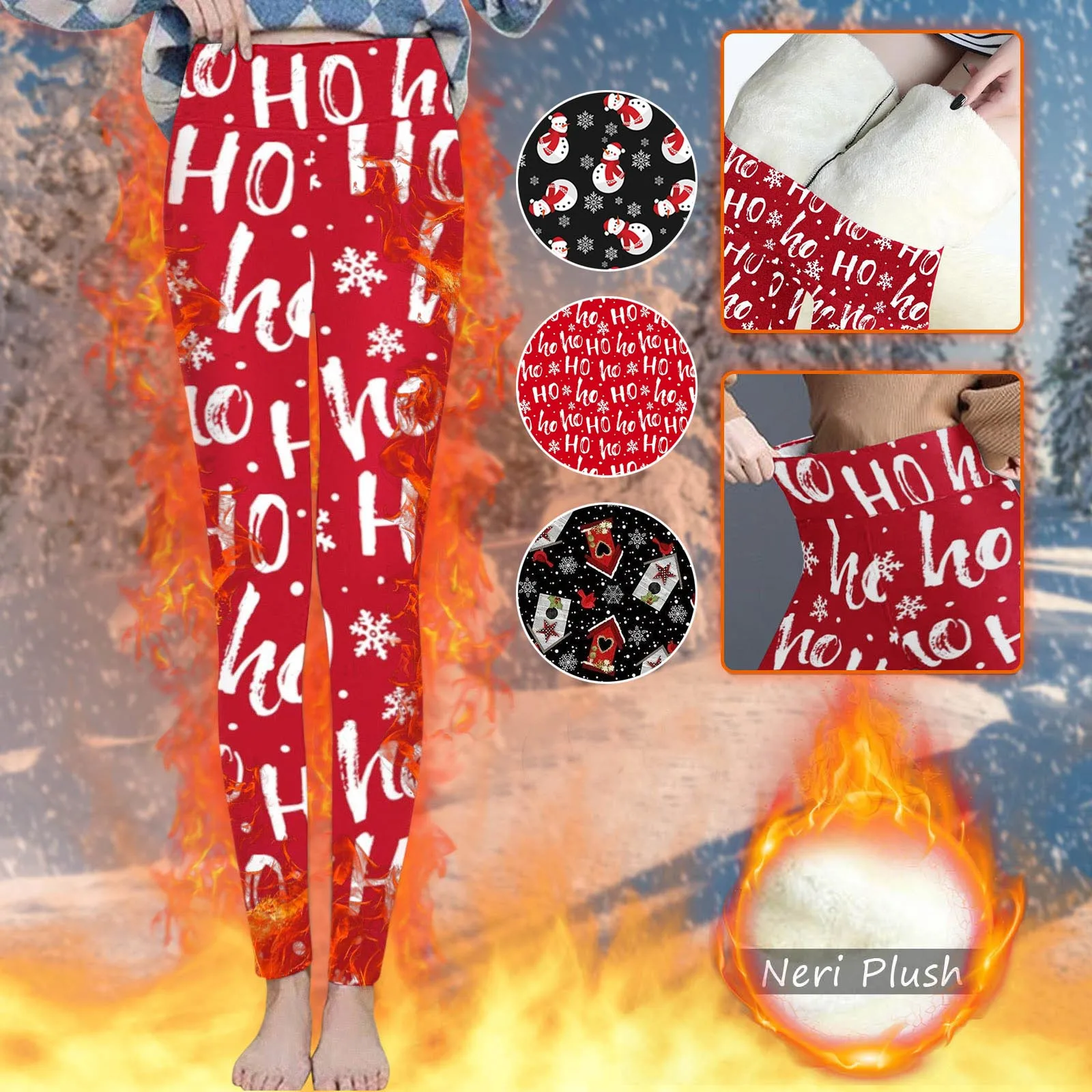 

Повседневные брюки с принтом на Рождество, женские плотные однотонные зимние брюки, длинные бархатные женские брюки с высокой талией, брюки...