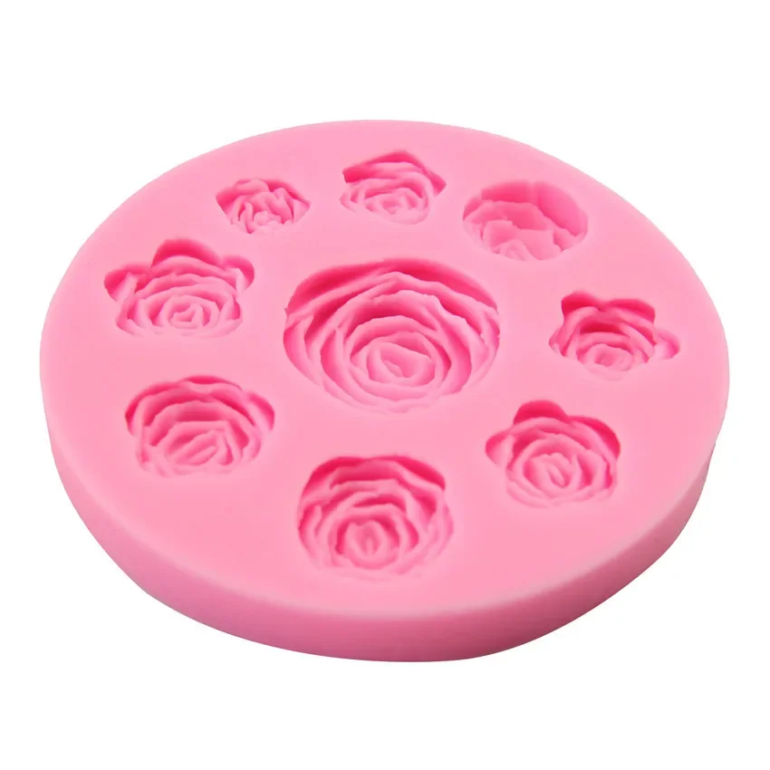 Силиконовая форма с девятью розами и цветами шоколадный мусс для токарной