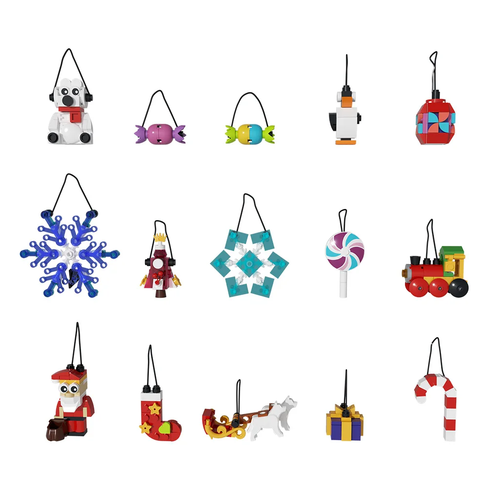 MOC Рождественские 24 подвески строительные блоки модель Санта-Клауса хрустальный