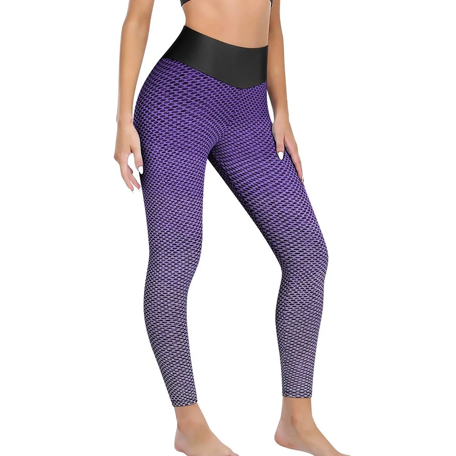 

Ombre Polygonal Yoga Pants Sexy Gradient Purple Design Leggings High Waist Fitness Leggins Women Funny Stretchy Sports Tights