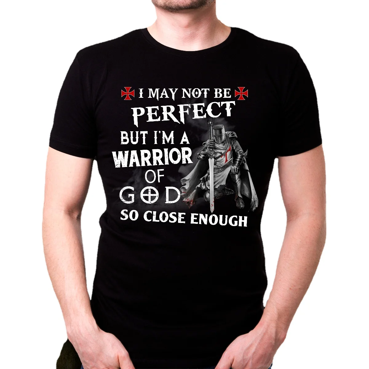 

Christian Knight Templar T-Shirt I Am Warrior Of God Tee Men's Summer Cotton Short Sleeve O-Neck T Shirt Gifts New S-3XL