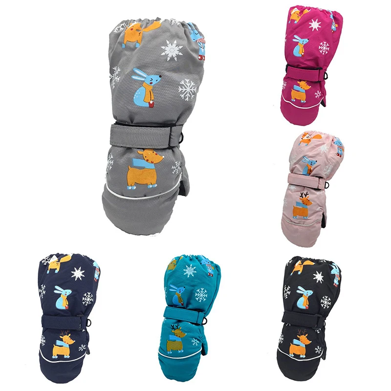 

Модные ветрозащитные водонепроницаемые Нескользящие длинные перчатки с манжетами детские зимние утепленные лыжные перчатки с принтом оле...