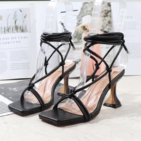 women sandals 2022 summer new square toe open toe ankle strap high heel womens shoes fashion sexy high heeled sandals 8cm