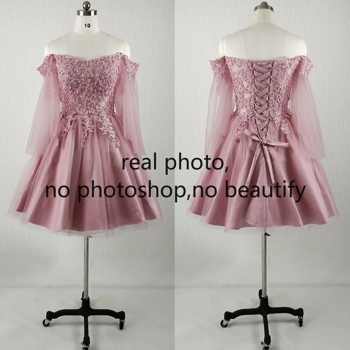 Платье для выпускного вечера с настоящими фотографиями темно-розовые бусины