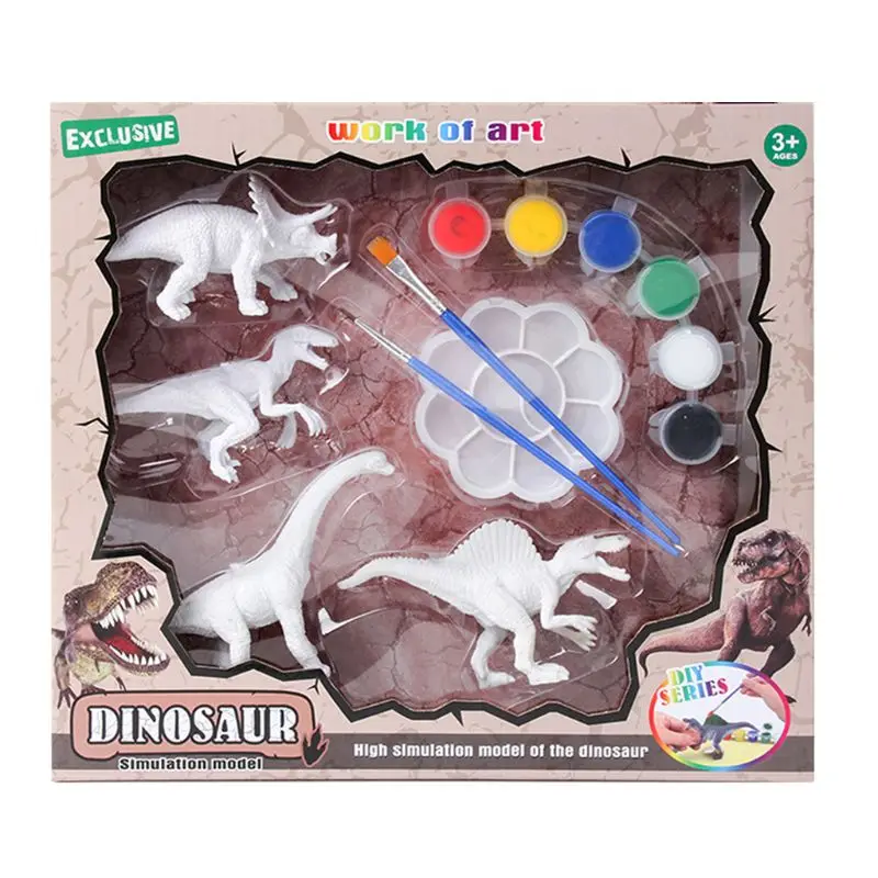 

N80C Painting Dinosaurs Arts Crafts Decorate Your Own Dinosaur Figurines Kit Toys for Kids
