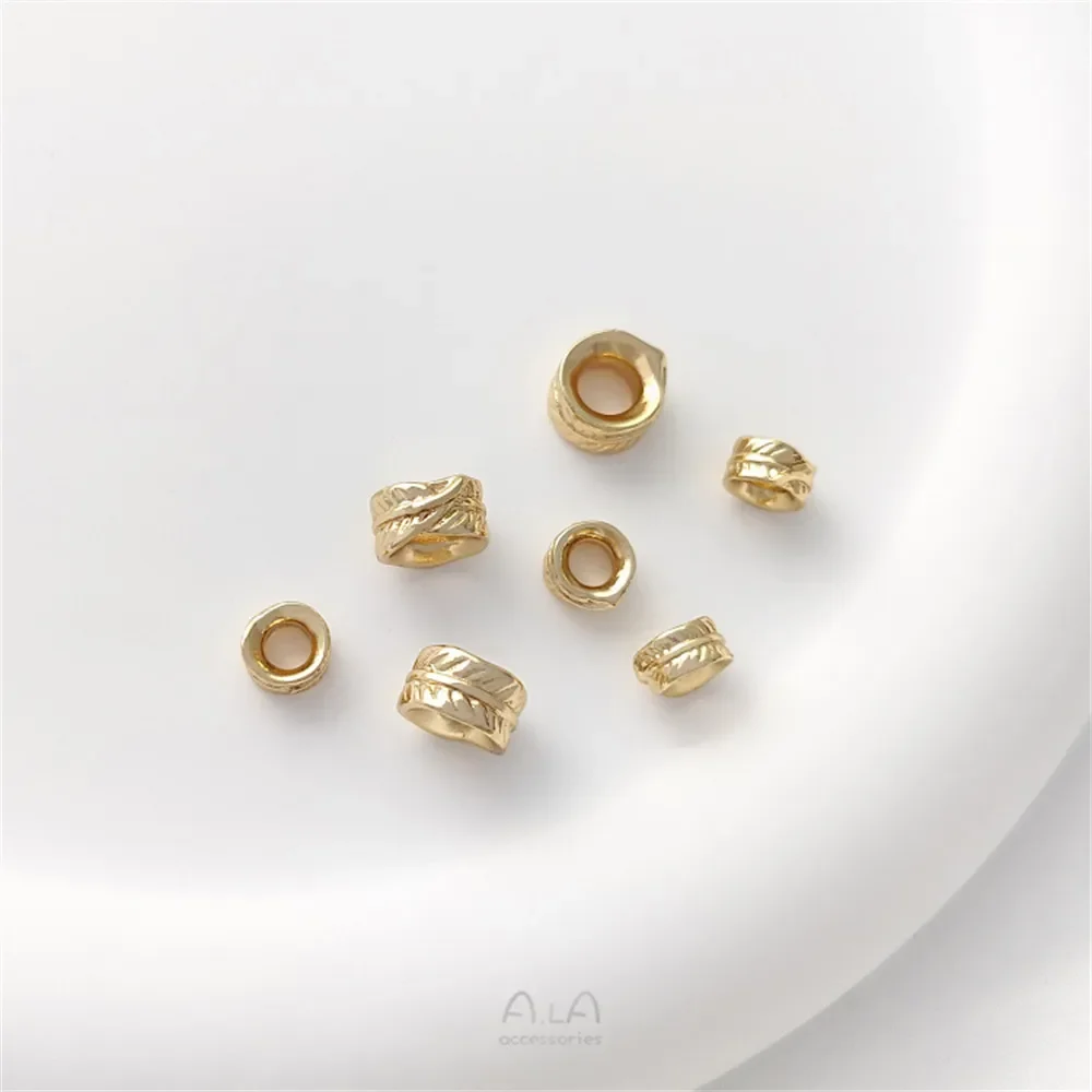 14-каратное золотое листья с большим отверстием перья-разделители бусины браслет